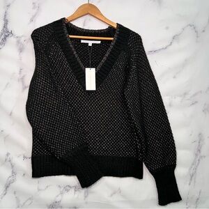Veronica Beard Black V-Neck Sweater